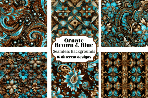 Abstract Blue Brown Seamless Backgrounds for Design Projects
