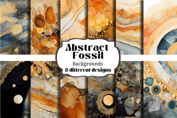 Ancient Textures, Modern Projects: Abstract Fossil Rock Gold Backgrounds