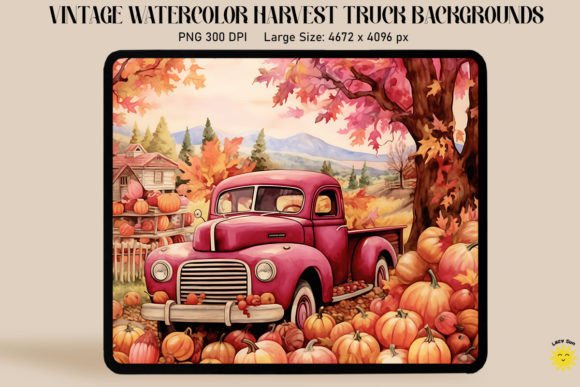 Embrace Autumn with Watercolor Fall Pickup Truck Backgrounds