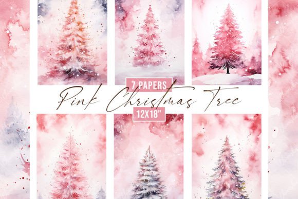 Enchanting Pink Christmas Tree Backgrounds for Holiday Creatives
