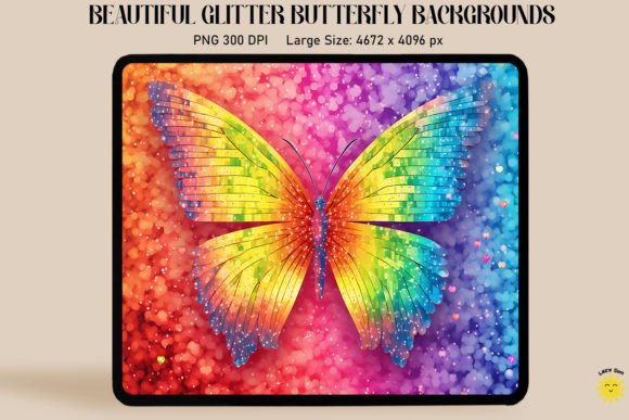 Enchanting Rainbow Glitter Butterfly Backgrounds for Designers