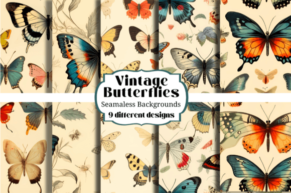 Enchanting Vintage Butterfly Seamless Backgrounds for Crafters