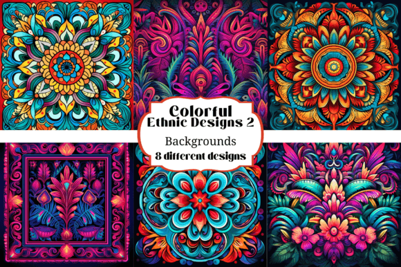 Infuse Projects with Culture: Colorful Ethnic Designs Backgrounds Set2