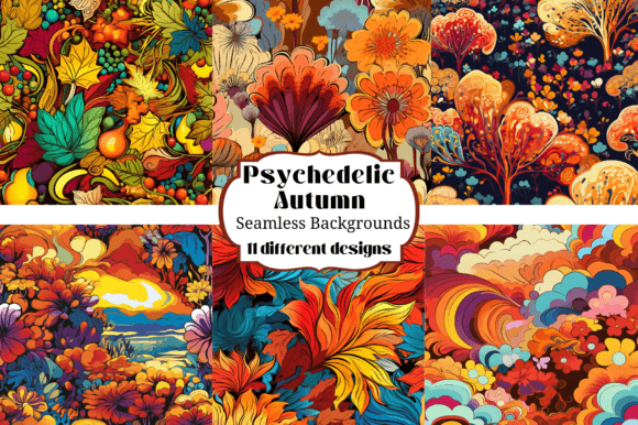 Psychedelic Autumn Seamless Backgrounds for Creative Projects
