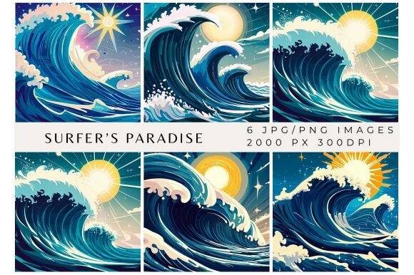 Surfer's Paradise Digital Backgrounds: Epic Waves for Your Projects