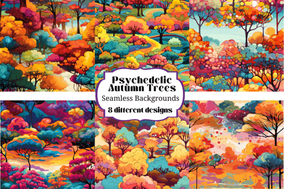 Transform Your Projects with Psychedelic Autumn Trees Backgrounds