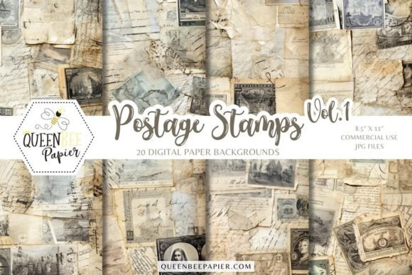 Unlock Timeless Texture: Postage Stamps Digital Paper Backgrounds