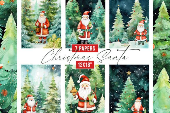 Watercolor Christmas Santa Backgrounds: Elevate Your Holiday Projects